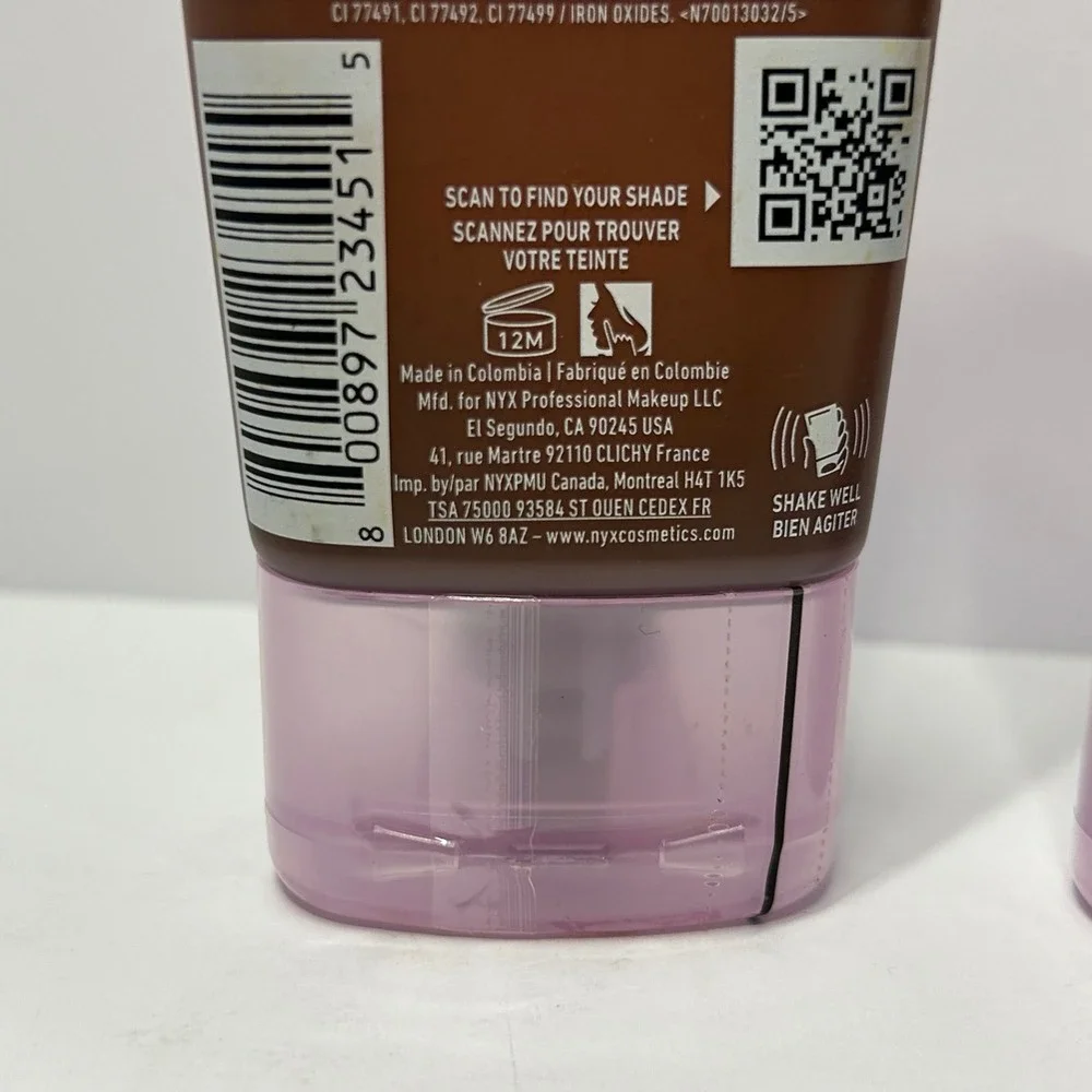 NYX Bare With Me Blur Blurring Tint Foundation 22 Mocha Lot of 2 1.01oz 30ml NEW